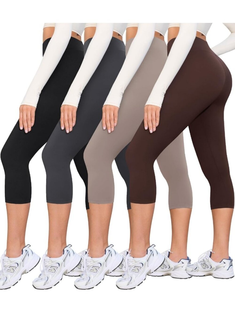 Creamlush 4 Pack Daily Wear Leggings for Women - Full Length & Capri Styles